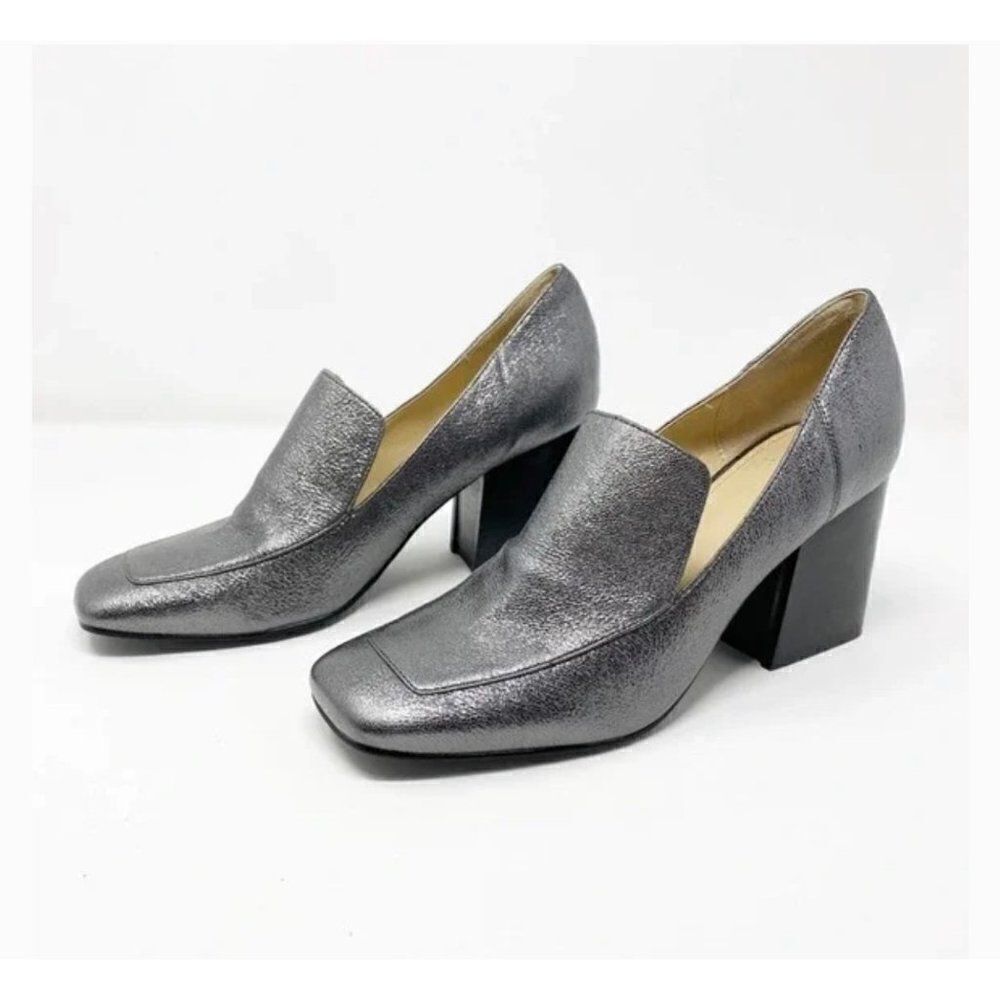 Marc Fisher LTD Marlo Gray Metallic Leather Pumps Size 6